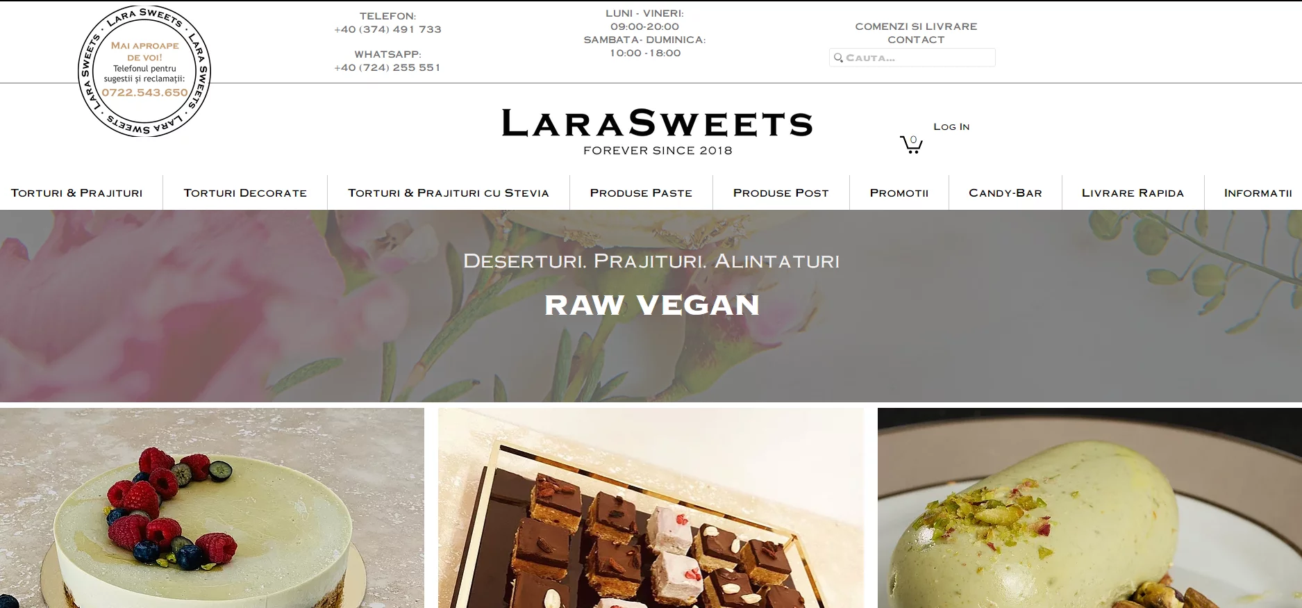 lara sweets web page